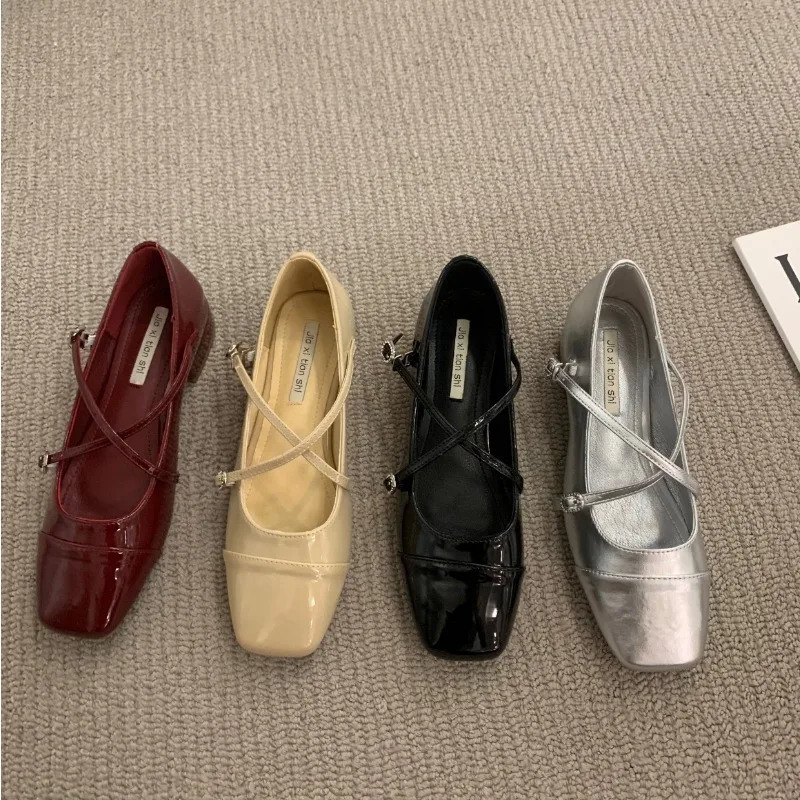 Mary Jane vintage high heels womens soft and comfortable red ballet shoes atos De Mujer 241019