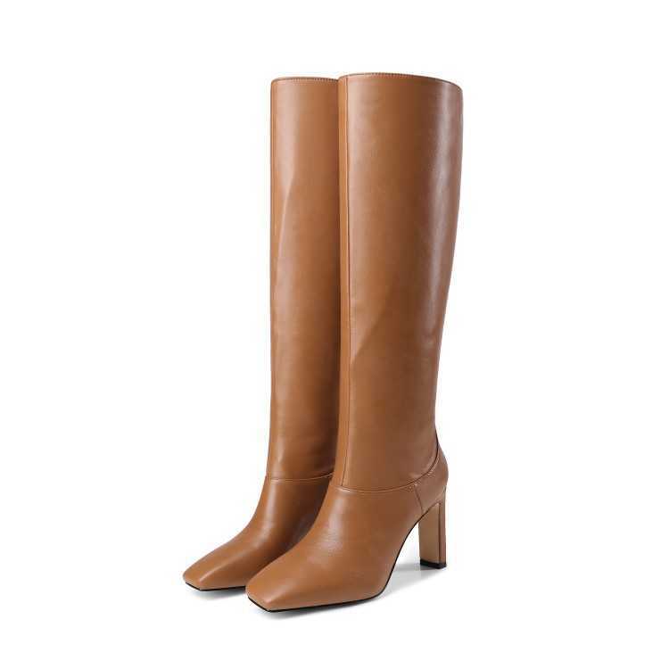 Fashion Women Boots Leather Autumn Winter Style Square Head Martin boots Thin High Heel High Tube Boots WoMens Boots And Boots 241008