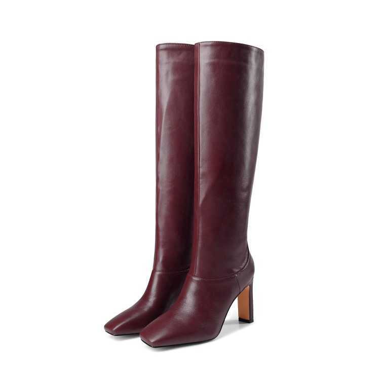 Fashion Women Boots Leather Autumn Winter Style Square Head Martin boots Thin High Heel High Tube Boots WoMens Boots And Boots 241008