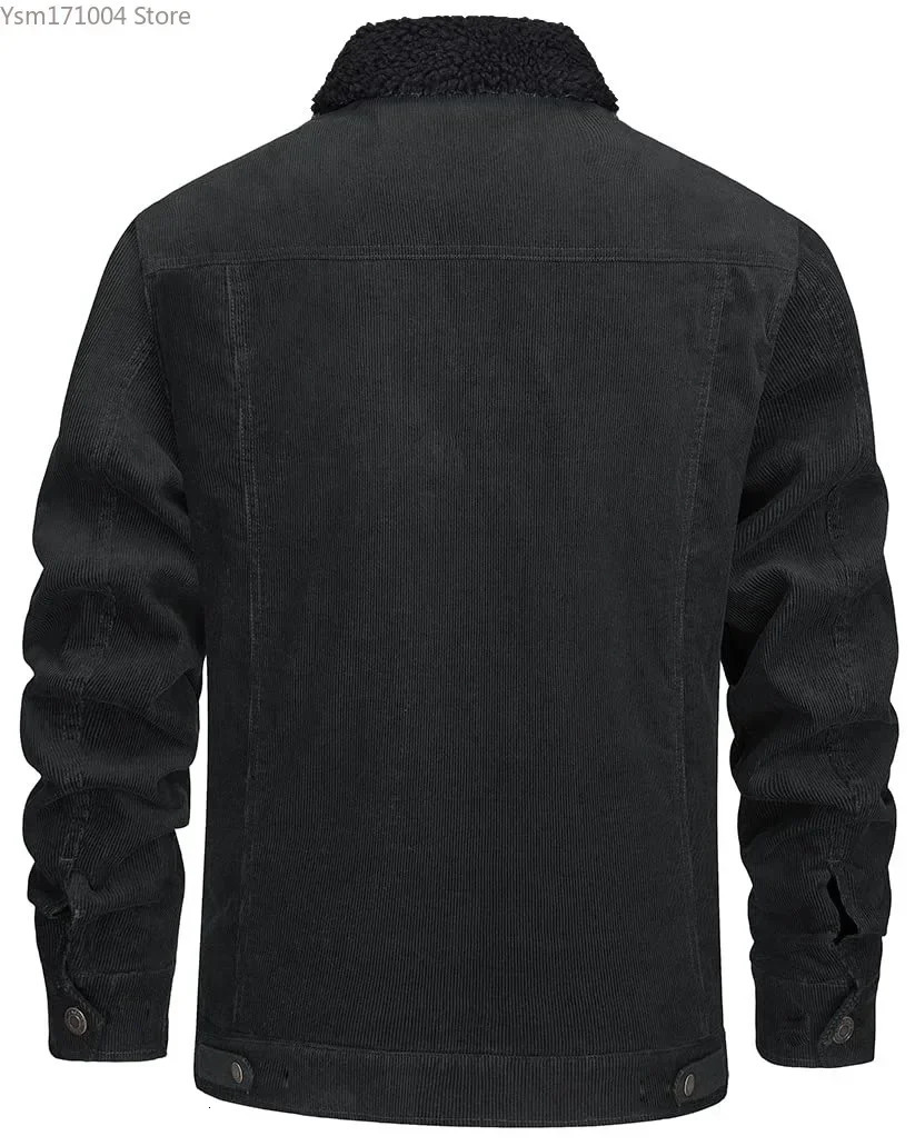 Mens denim jacket Corduroy jacket vintage Sherpa wool Windbrekaer thick warm winter jacket multi pocket casual jacket 241007