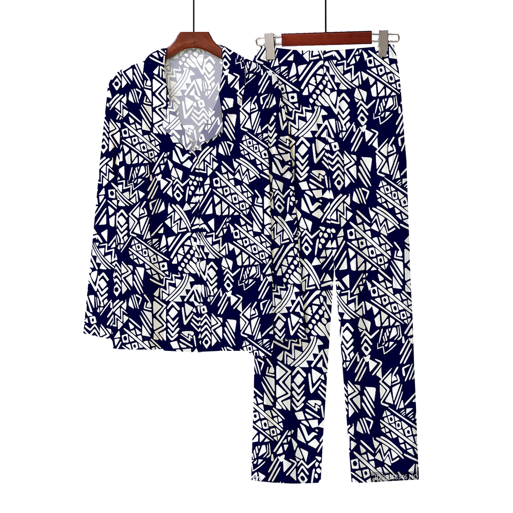 New designer 3D digital printed fashionable letter button cardigan wool sweater imitation cotton pajamas home casual set