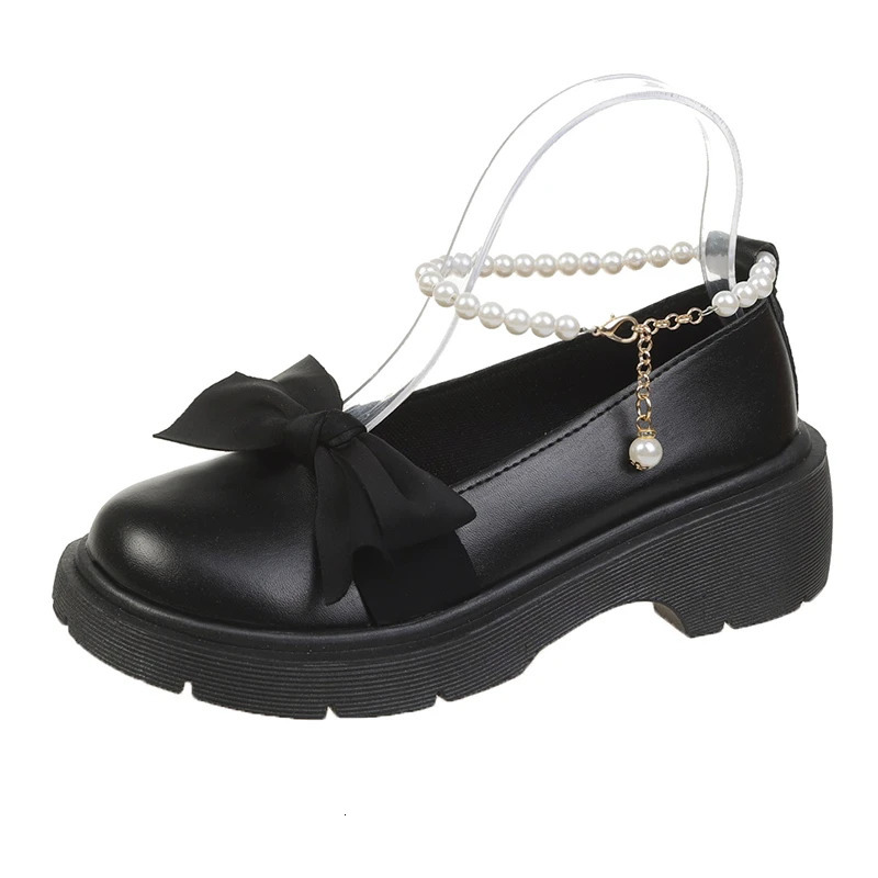 Womens Thick Platform Mary Janes Lolita Shoes Party Pump Summer Sandals Bow Chain Inkless Shoes Fashion Oxford Zapatos 241019