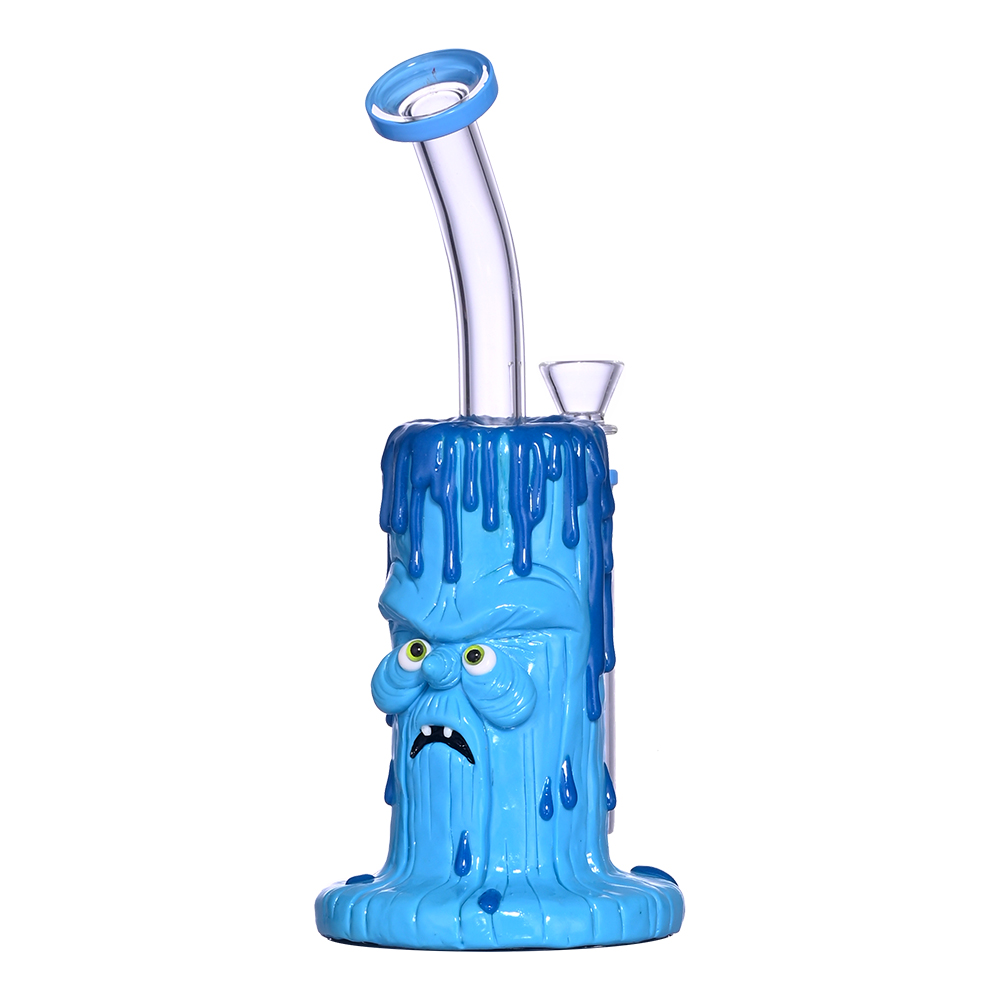 9.4in,HippiesGlass,Glass Bubbler With Fixed Diffuser Downstem Water Pipe Bong,Colored Polymer Clay Glass Water Pipe,3D Cute Glass Bong,Glass Hookah,Gl