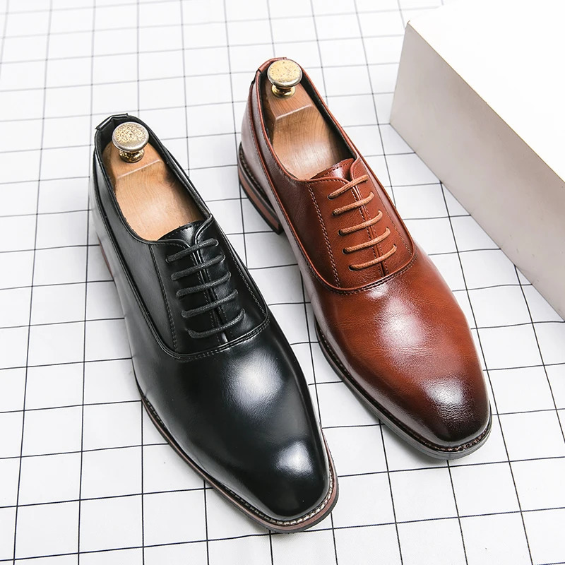 high-quality mens shoes fashionable casual shoes mens Pointed Oxford wedding leather dress mens gentlemens office shoes 241019