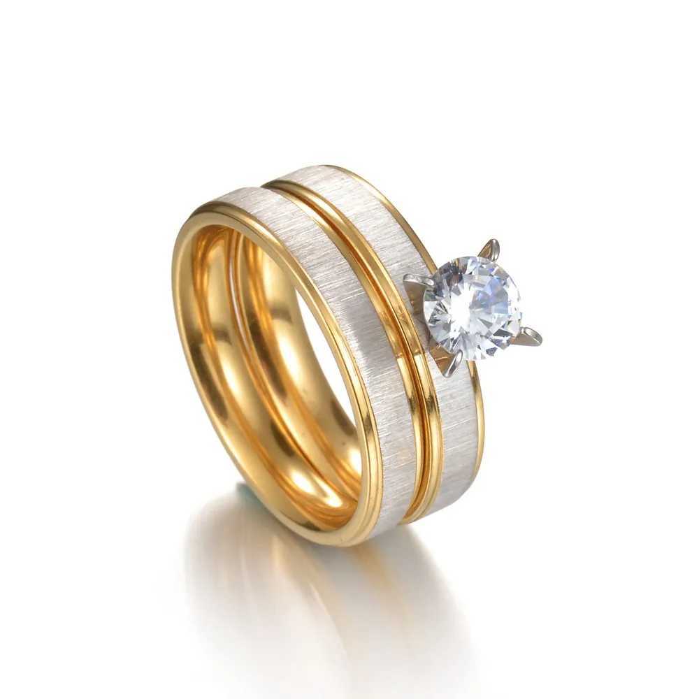 MMS Fashion Double Ring Set Womens Removable Ring Couple Party Wedding Water Diamond Ring Transparent Crystal Ring Y241019