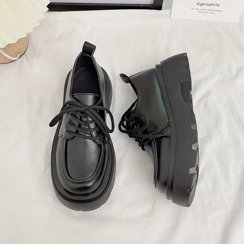 Womens Spring Black Platform Flat Shoes Womens Soft Padded Slippers er Casual Leather Oxford 241019