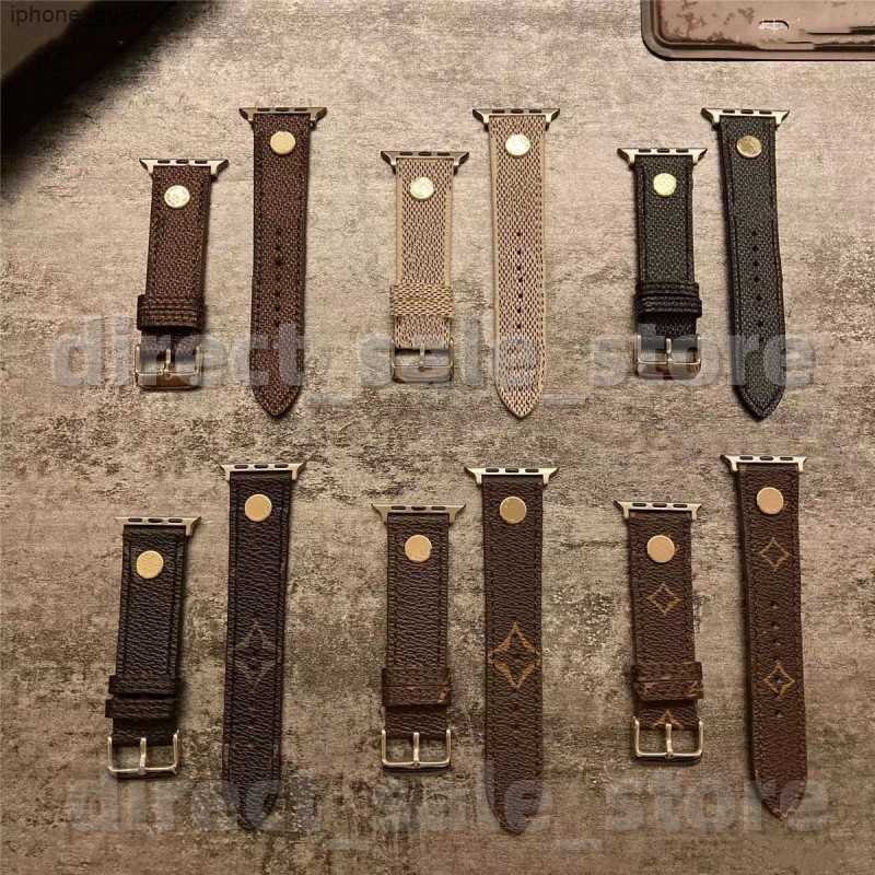 Top designer Apple Watch Band 38 40 41 42 44 45 49 mm Flower Leather Watchs Strap Wristband For Iwatch 8 7 6 5 4 SE Watchbands