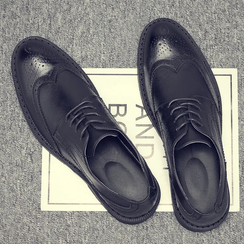 Handmade mens Wingtip Oxford shoes grey leather Brogue mens dress shoes classic business formal mens shoes 56 241019