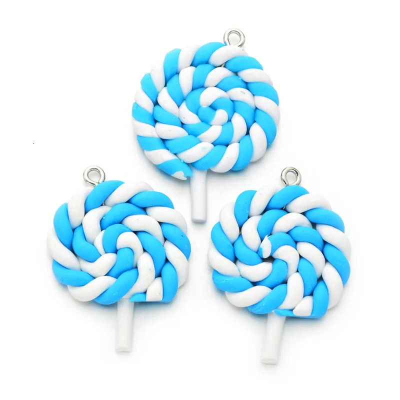10pcspack Multicolor Soft Clay Simulation Lollipop Charms Pendant For Women Girls DIY Necklace Earrings Jewelry Accessories 241010