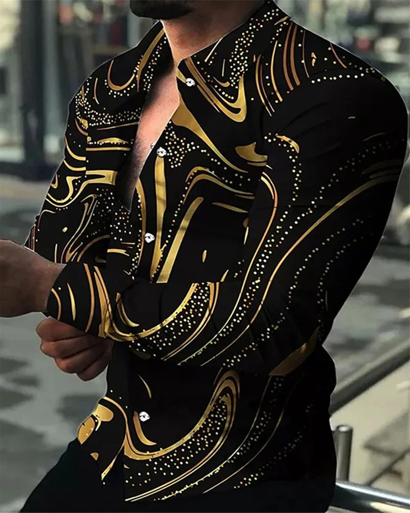 Fashionable snowflake 3D printed shirt S-6XL casual long sleeved lapel cardigan club street cool mens top summer shirt 241007