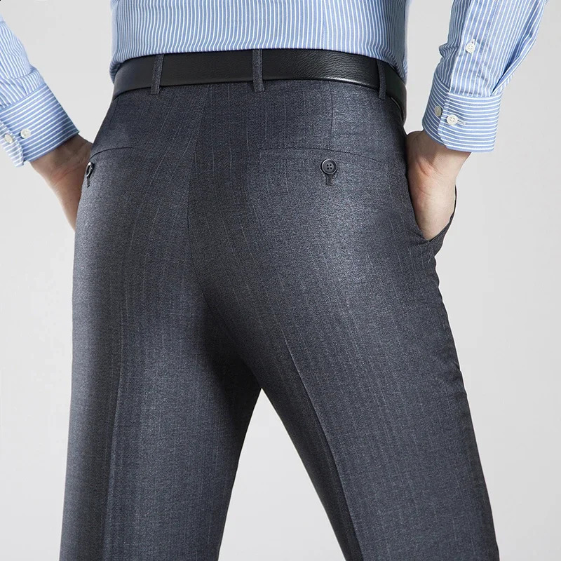 Summer Business Thin Suit Pants For Men Size 29-56 Spring Autumn Male Formal Solid Silk Long Dress Pants Baggy Office Trousers 241010