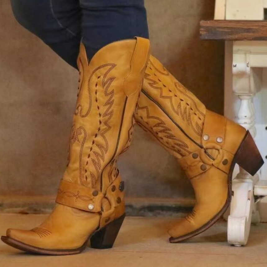 Fashion Boots Autumn Simple Western Long Boots With Solid Color Square Head Martin Boots Coarse Heel Fashion Boots Sleeve WoMens Boots 241008