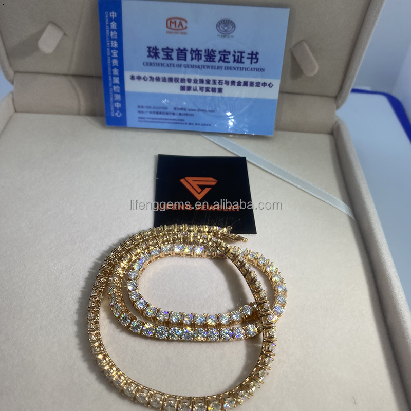 Hip Hop Jewelry 5mm Necklace Gra Certificate S925 Silver d Color Vvs Moissainte Diamond Tennis Chain