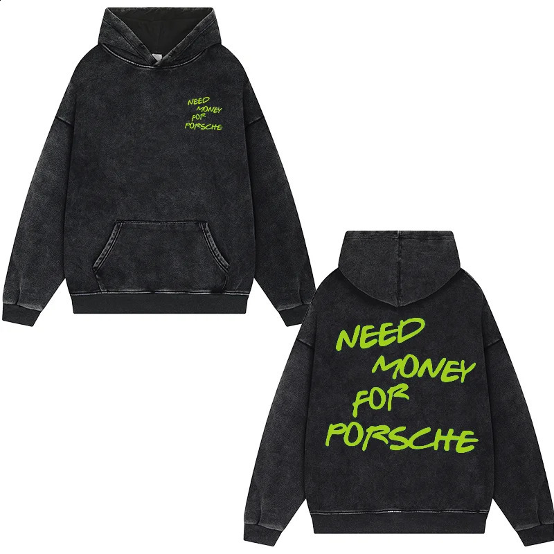 Fun Need Money Washed Old Sweater Fashion n Mens Womens Sweatshirt Fleece Oversized Couple Casual Hoodie 241019
