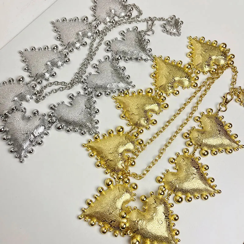 HUANZHI Fashion Metal Texture Large Love Heart shaped Waist Chain Female Personalized Adjustable Chain Accessories 241019