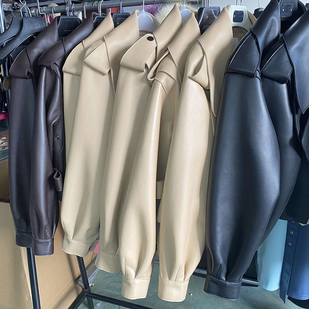 Yoloagain 2024 Spring Loose Oversized Real Leather Jacket Women Streetwear