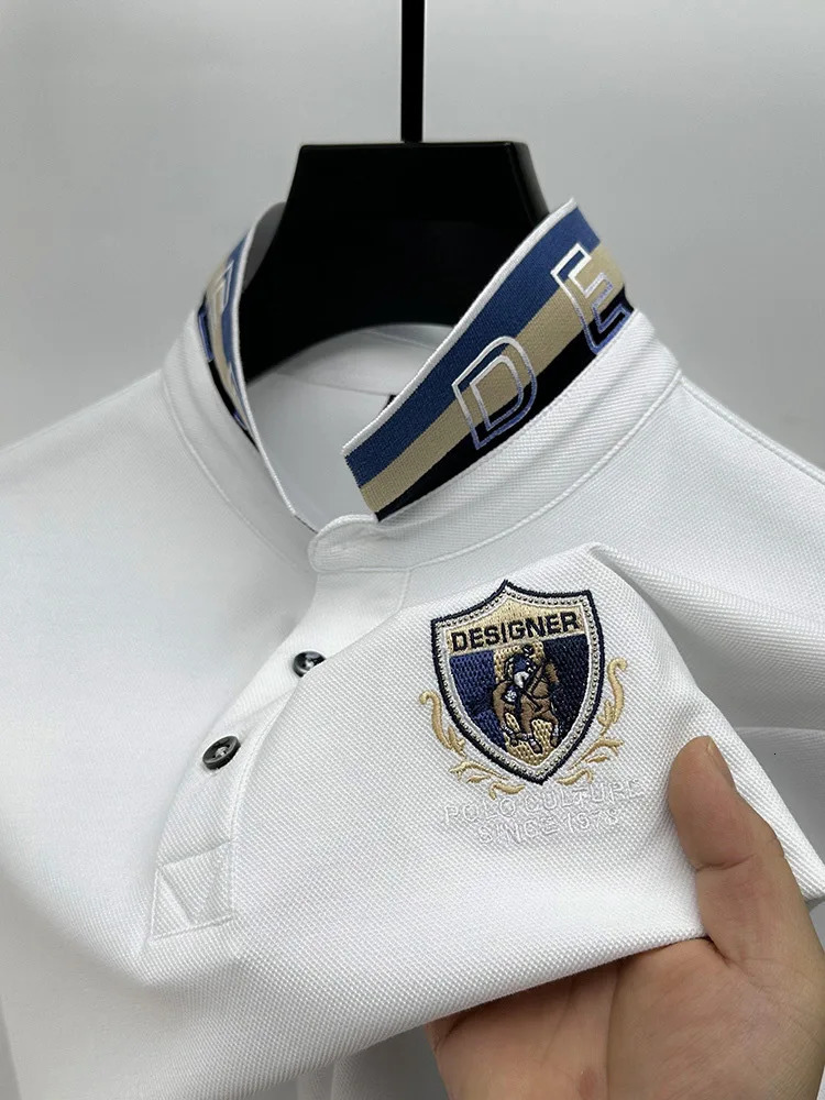 100 cotton highend POLO shirt short sleeved mens 2024 summer exquisite letter embroidery fashion business Tshirt 241010