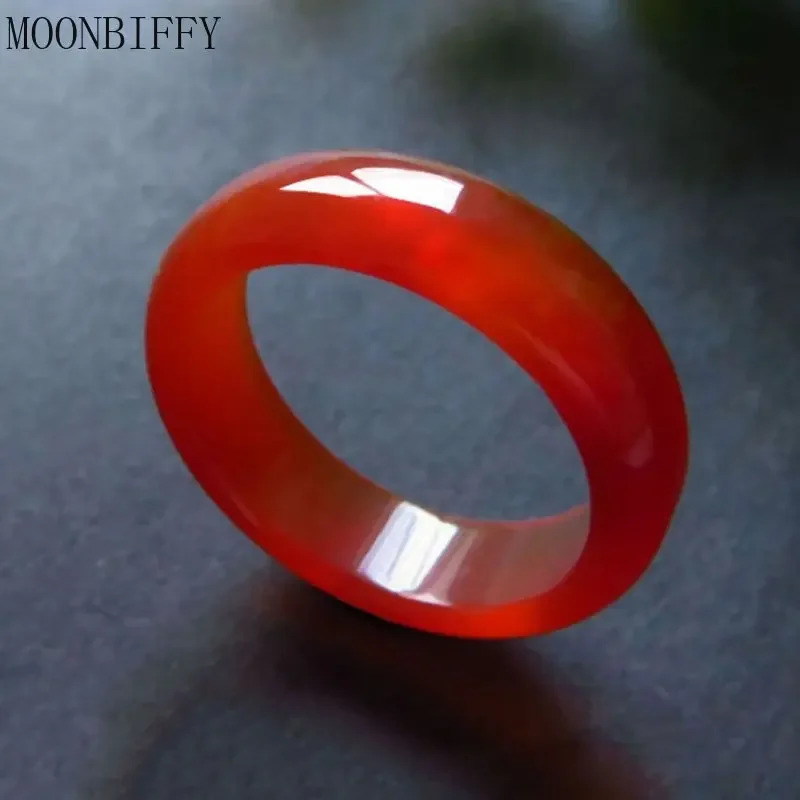 Natural Chalcedony Handcarved Jade Ring Fashion Jewelry Gift Rings Various Colors Lovers Gemstones Accessories Wholesale 241010