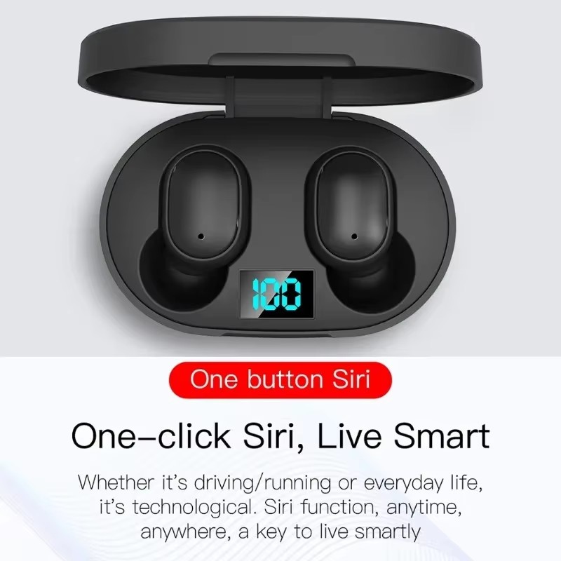 Wireless Earbuds Noise Canceling Waterproof Ear Buds in-Ear Stereo Headphones with LED Display Charging Case Bluetooth Earphone Headset Headphone E6S