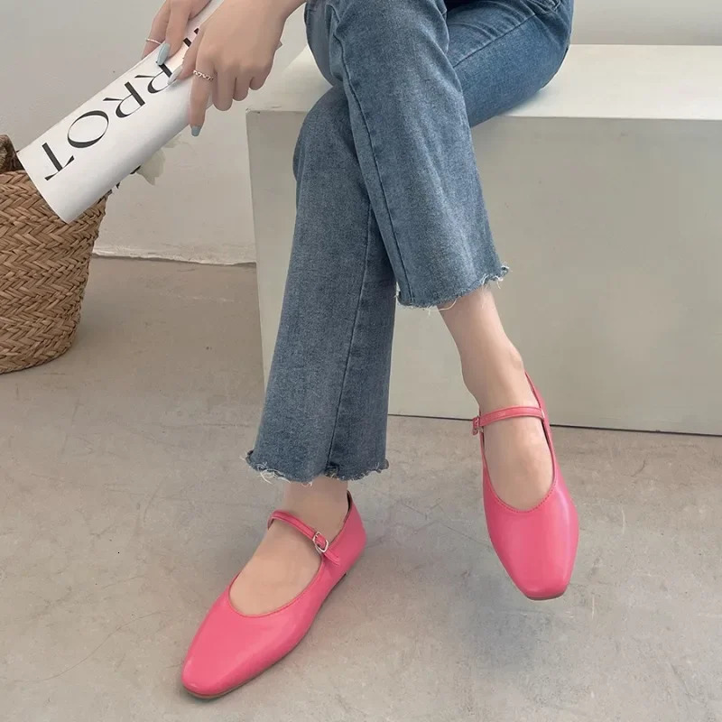 Summer Womens Flat Shoes Fashion Shallow Womens Casual Soft Mary Shoes Outdoor Dresses Flat Shoes Ballet Shoes 241019