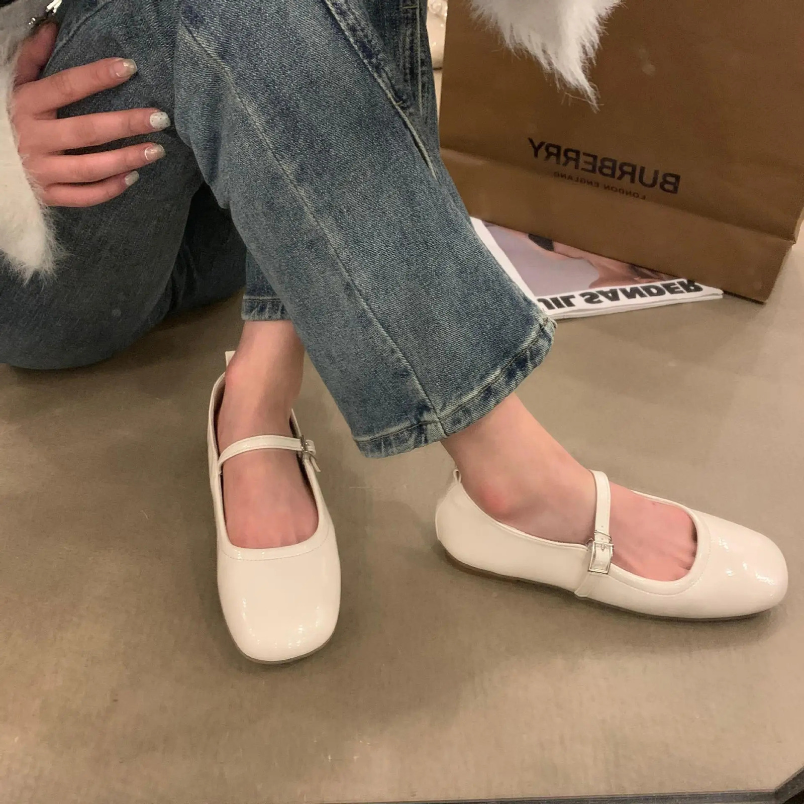 Spring/Summer Mary Jane Shoes Womens Soft Bottom Casual Outdoor Dress Ballet Shoes Round Toes Shallow Flat Zapatos De Mujer 241019
