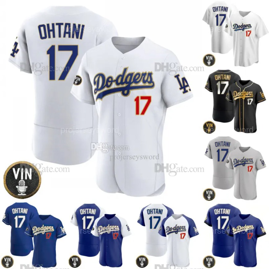 LA 17 Shohei Ohtani Dodgers Jerseys Vin Scully 17 Ohtani City Connect Jersey Dodger Ohtani Gold Baseball Jersey Men Women Lady Youth Kid Baby Toddler Jerseys