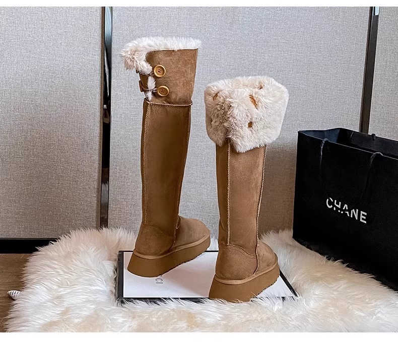2024 Autumn/Winter Designer New Long Tube Veet Warm Snow Boots with Casual Thick Bottom and Increased Buckle Plush Cotton Women Shoes