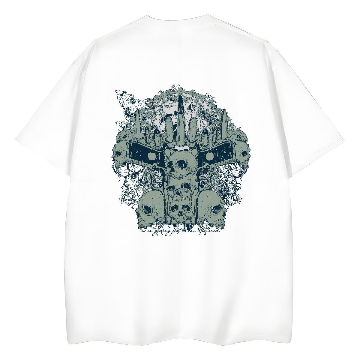 Brand T Shirt For Woman 100% Cotton 230g O-Neck Short Sleeve High Street Hip Hop skull Woman Tshirt Comfortable White Plus Size Clothes Shirt