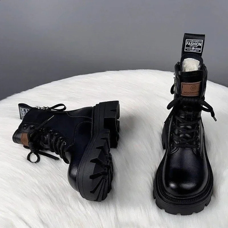 2023 Women Boots Casual Shoes Female Short Plush Ladies Classic Punk Woman High Heels Platform Botas De Mujer 241028