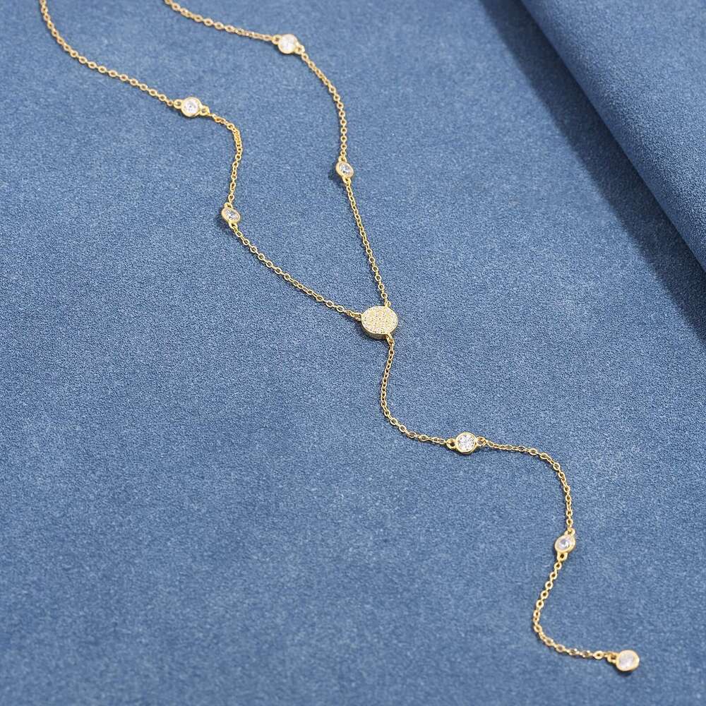 Sterling silver necklace diamond design long sweater necklace diamond gift for Women Christmas