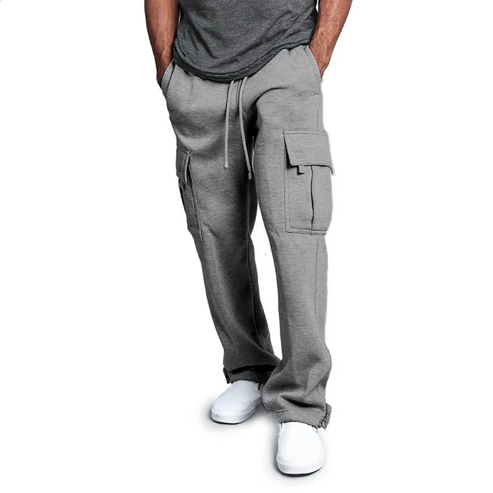 Men Casual Pants Spring Autumn Cargo Jogger Pants Hip Hop Streetwear Trousers Multi Pocket Solid Overalls Loose Male Sweatpants 241010