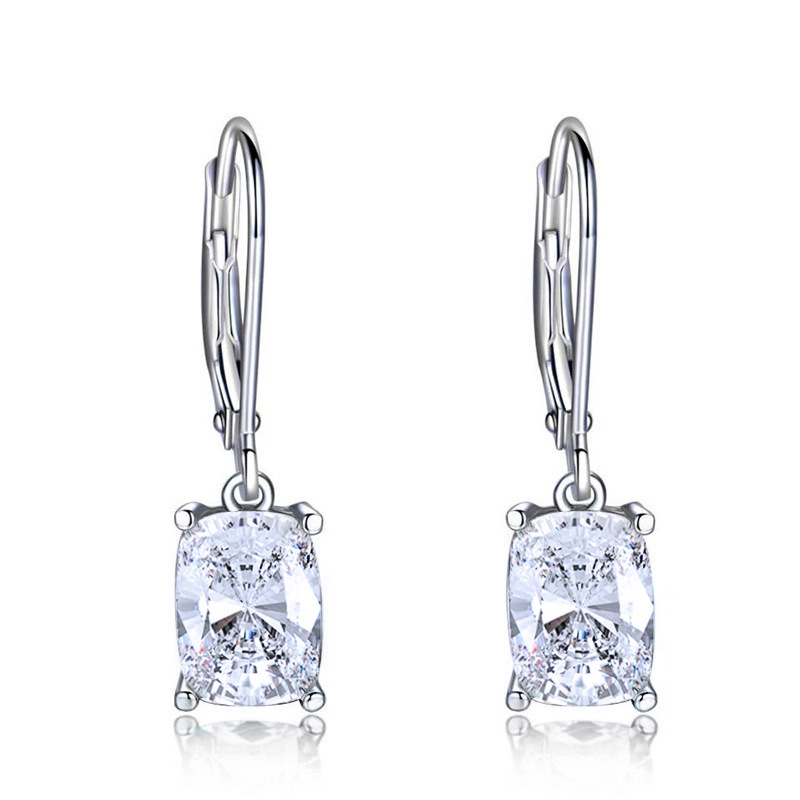 Classic Blue Imitation Topaz Drop Earrings 925 Sterling Silver Women Simple Zircon Earrings Designer 10mm Crystal Diamond Earrings Wedding Jewelry