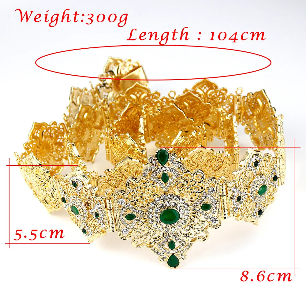 Sunspice Moroccan Belt Womens Gold Crystal Arabic Cafe Belt Adjustable Length Belt Bridal Wedding Jewelry 241019
