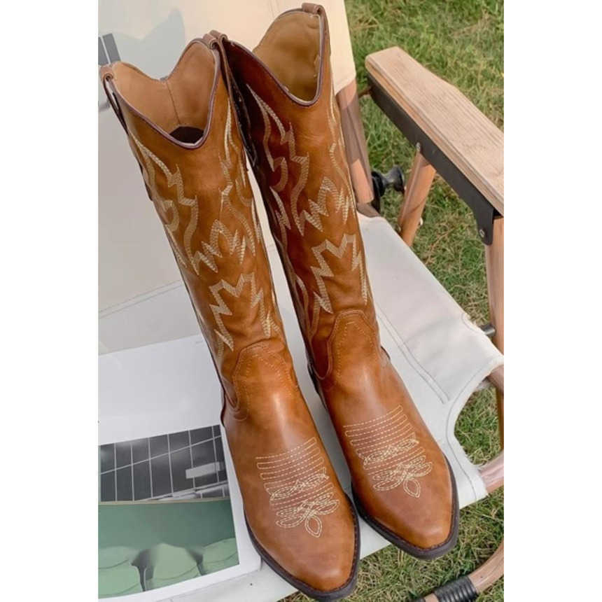Fashion Boots Workwear Western Cowboy Boots WoMens Summer New Knight Boots Thick Leg Long Tube Martin Boots 241008