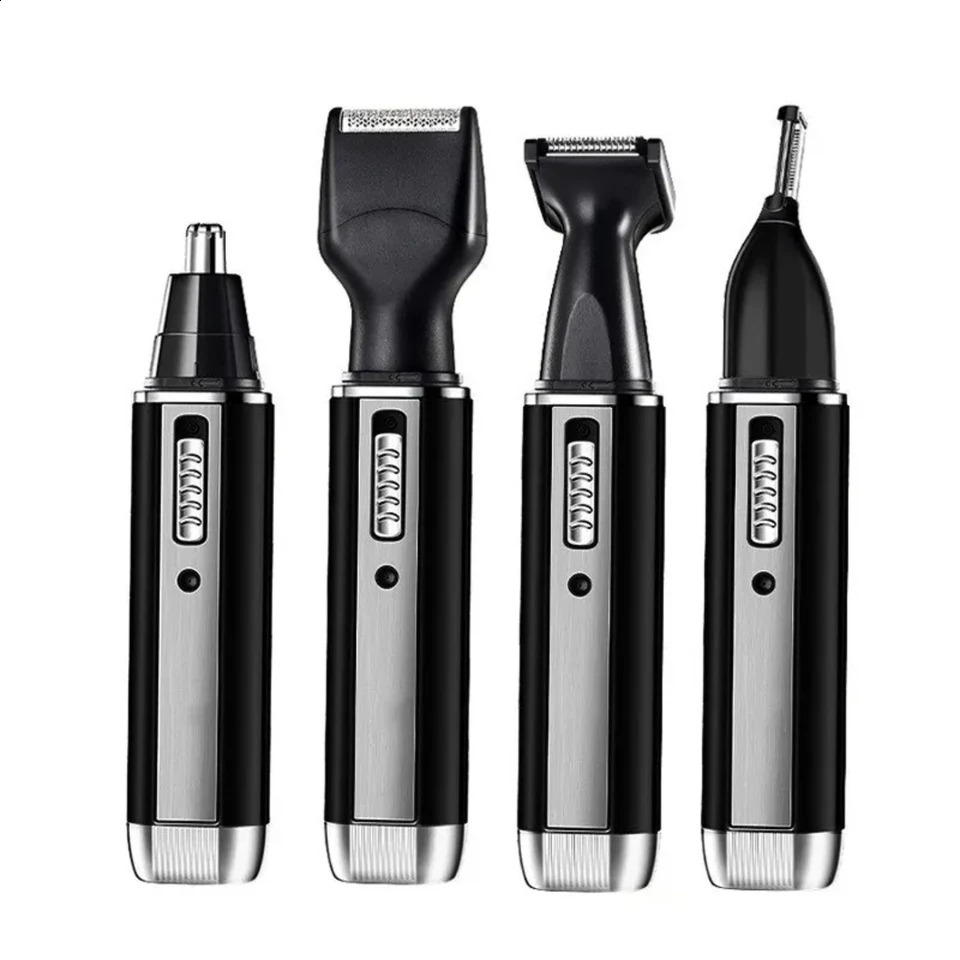 Sleek convenient and versatile 4-in-1 compact nose hair trimmer for men - Portable grooming kit for precision shaping of beard 241009