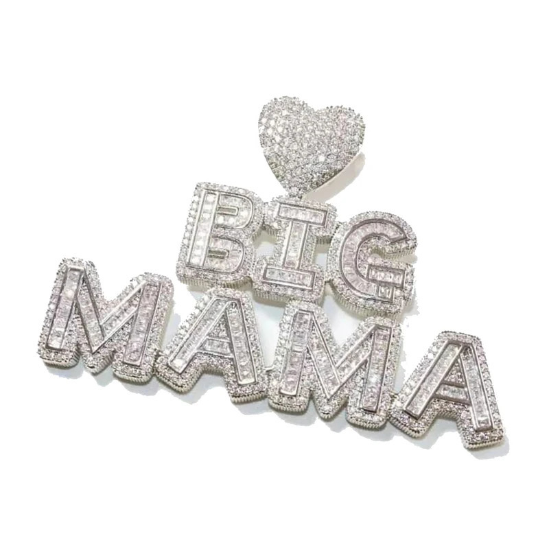 Customized Name Necklace with Heart Cubic Zircon Iced Out Letters with Cuban Chain Necklace for Women 241019