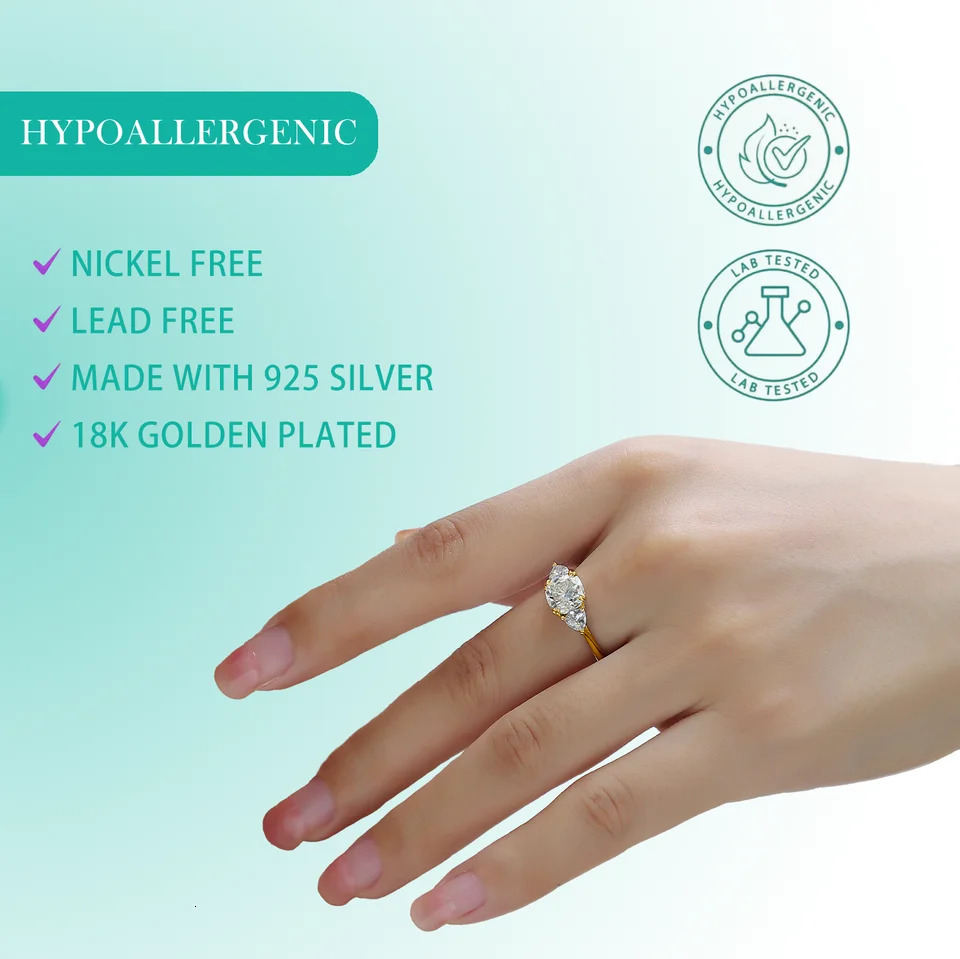 22cttw 3Stone Ring CushionCut Center Stone with Triangular Side Stones S925 Sterling Silver GoldPlated 241010