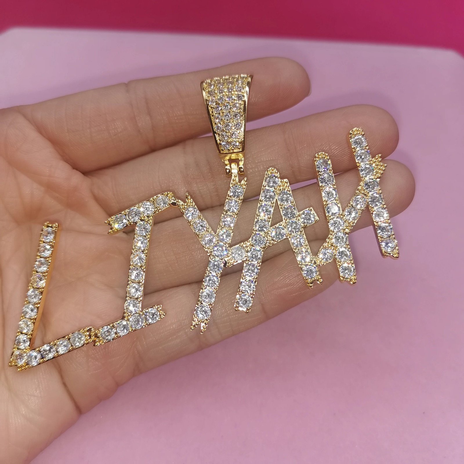 Custom Name Necklace with 9MM Zircon Cuban Chain for Women Men Sharp Bubble Letters Pendant Hip Hop Jewelry 241019