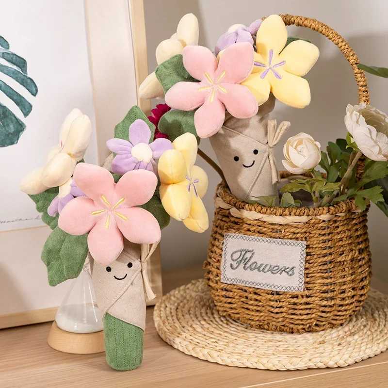 Holding Bouquet Plush Toy Kawaii Simulated Tulip Flower Doll Plush Toy Christmas Graduation Gift For Girls 28CMXJ241019