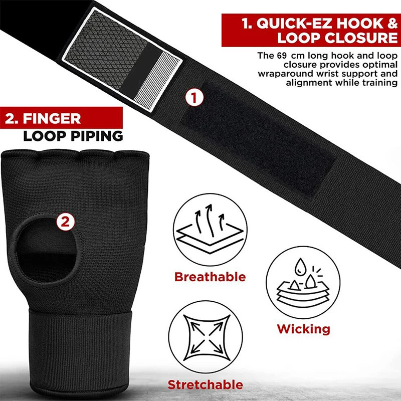 1 Pair Boxing Inner Gloves Gel Padded Hand Wraps for Men Women Kickboxing Muay Thai MMA Bandages Fist Knuckle Wrist Protector 241019