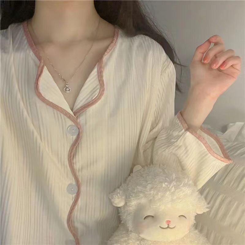 fashion 2025 New designer long sleeved long pants Pamas set women's simple easy pull with women's casual wear loose suit