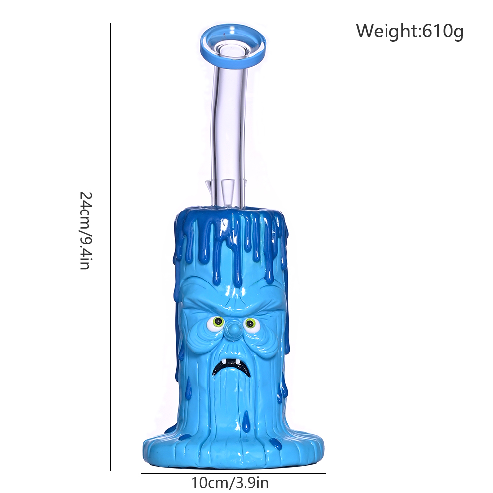 9.4in,HippiesGlass,Glass Bubbler With Fixed Diffuser Downstem Water Pipe Bong,Colored Polymer Clay Glass Water Pipe,3D Cute Glass Bong,Glass Hookah,Gl