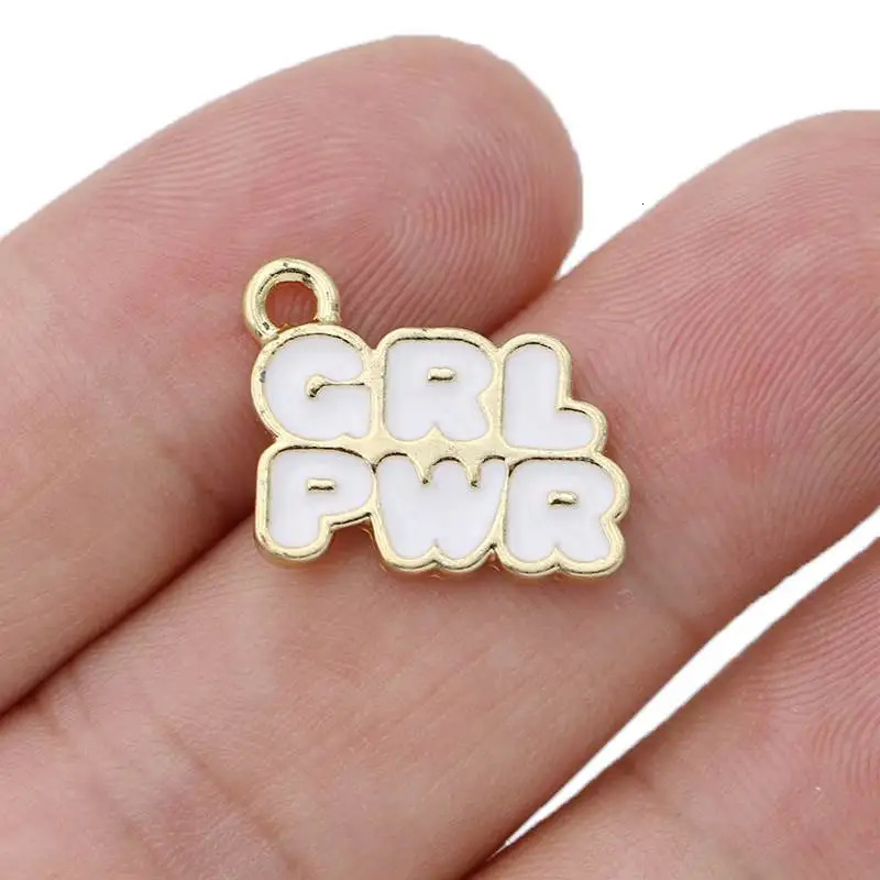 10Pcs Gold Plated Enamel Girl Power Charms Pendant for Jewelry Making Earrings Bracelet Necklace Accessories DIY 241010
