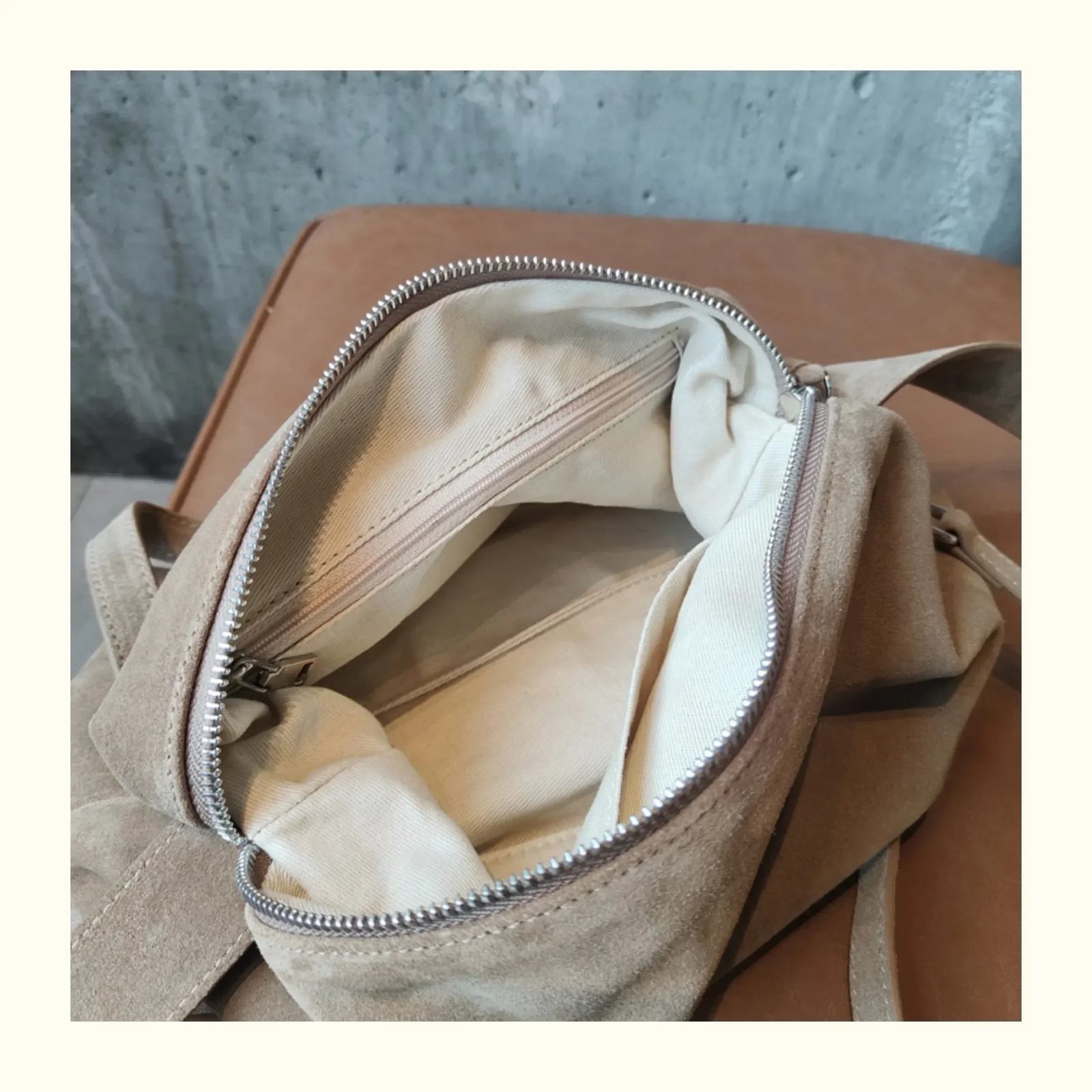 Simple Autumn Winter Series Grey Brown Roof Big Boston Soft Matte Suede Cow Leather Womens Handbag Shoulder Bag 241019 7af0 4