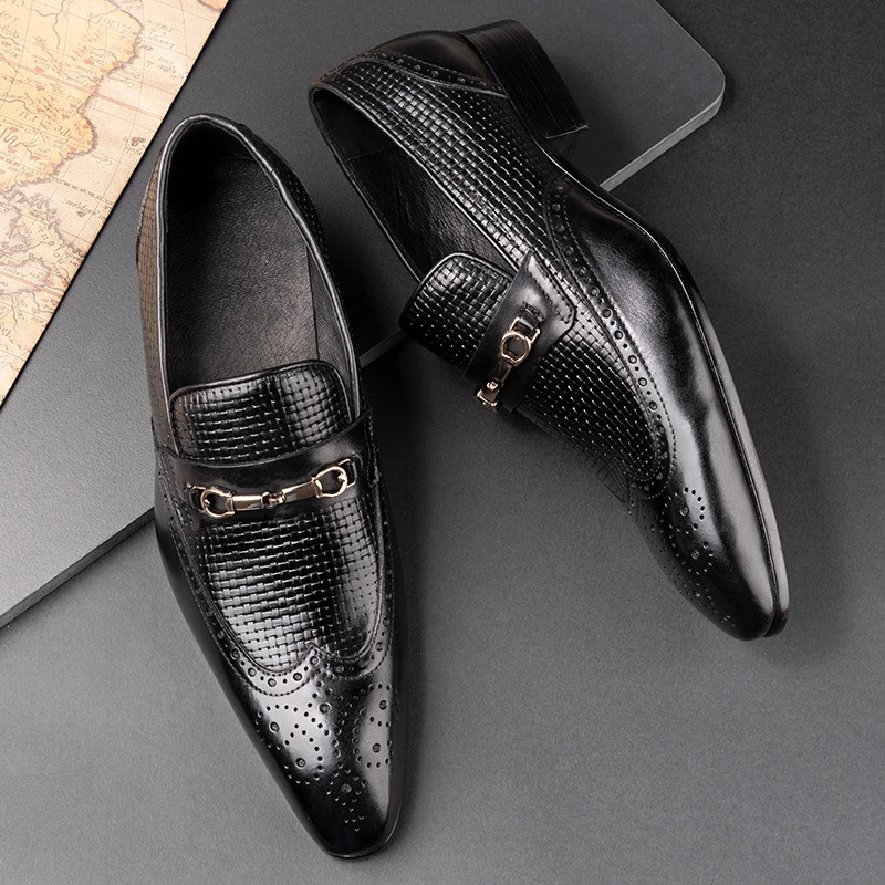 Fashion Business Casual Leather Shoes Handmade Party Dress Mens Office Dress Shoes Large Size 39-50 Black Loafers 241019