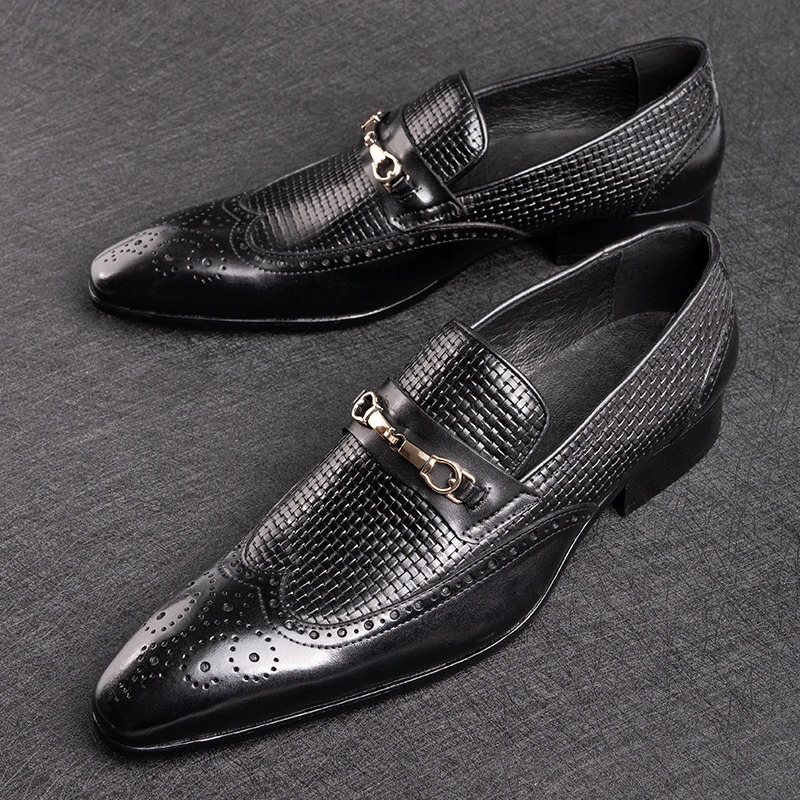 Fashion Business Casual Leather Shoes Handmade Party Dress Mens Office Dress Shoes Large Size 39-50 Black Loafers 241019
