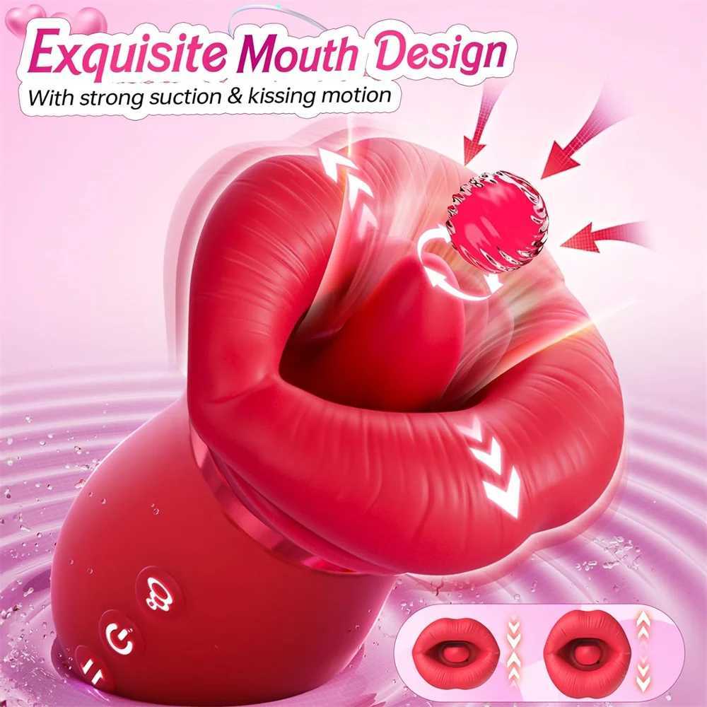 Autres articles de beauté de la santé Rose Longue Licking Mouth Sucking Vibrator Stimulation de clic féminin Masturbation Female Sucking Toy Q241