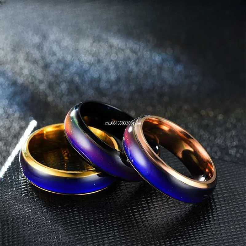1 piece of stainless steel emotional ring color changing ring emotional feeling ring temperature ring female couple ring fashionable jewelry Y241019