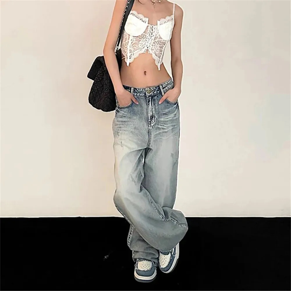 Y2K Baggy Jean Vintage Streetwear Oversized Retro Korean Style Denim Pants Skinny Hippie Straight Wide Leg Trousers 241007