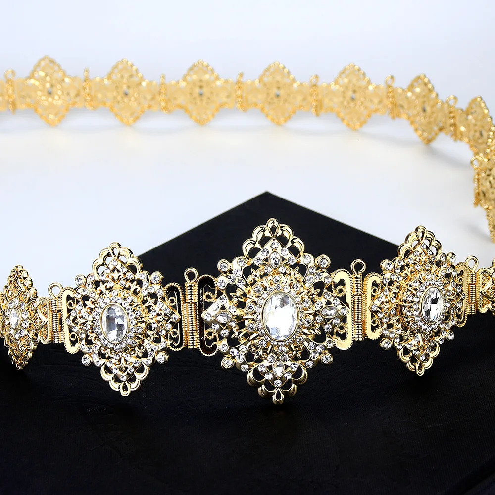 Sunspice Chic Silver Color Moroccan Belt for Women Algerian Moroccan Bridal Wedding Jewelry Caftan Belt Crystal Chain Adjustable 241019